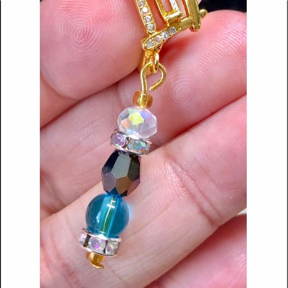 🦋✨dangle earring with crystals and blue apatite stones-pretty - Picture 12 of 12